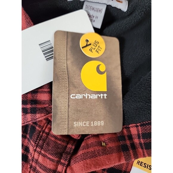 Carhartt Women's Shirt Jacket Red Plaid Fleece Lined Shacket Long Sleeve Sz 1X - Picture 10 of 13